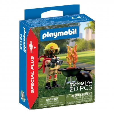 Playmobil Pompier et barbecue en feu Sp&eacute;cial + 72149 PLAYMOBIL