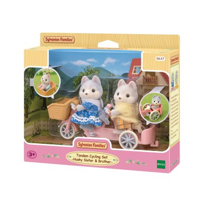 SYLVANIAN FAMILIES Playset  Les fr&egrave;res et s&oelig;urs husky et leur tandem
