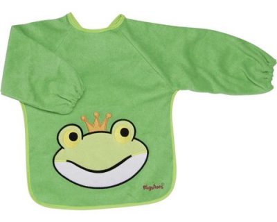 PLAYSHOES  bavoir manches longues grenouille vert 30 x 39 cm