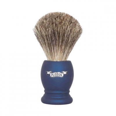 PLISSON  955801 Blaireau Pur Gris (Taille 12), Monture Bleu Nuit.