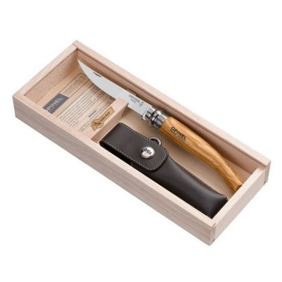 OPINEL Plumier Couteau Lame Effil&eacute;e 10 cm Olivier +gaine