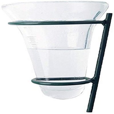  Pluviom&egrave;tre en verre avec support en m&eacute;tal vert