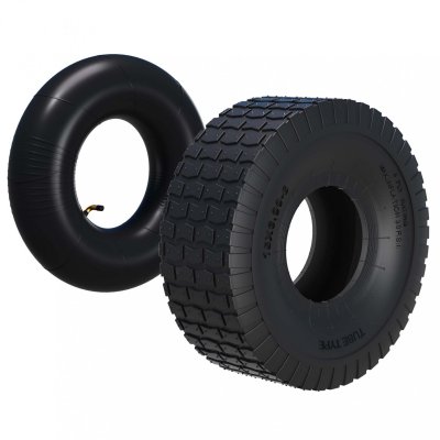 WILTEC Pneu pour tracteur &agrave; pelouse 15x6.00-6 4pr avec chambre &agrave; air et valve coud&eacute;e tondeuse &agrave; gazon