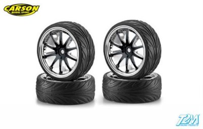 CARSON Pneus Piste Sur Jantes Noires  1/10