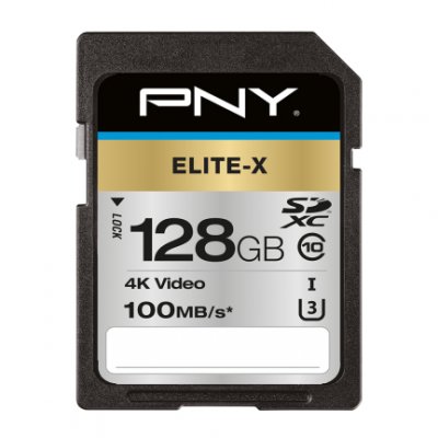 PNY  micro sd elite-x hc 128gb sdhc class 10 uhs-i u3 100 mb/s noir
