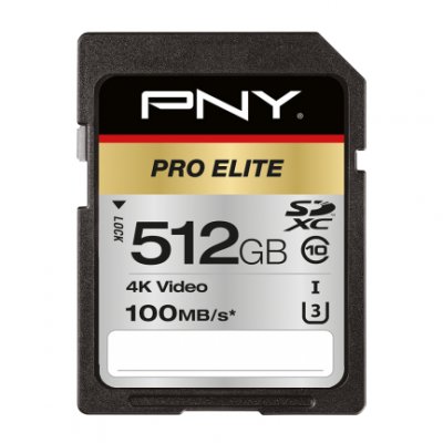 PNY  Pro Elite Sdxc Card 512GB Class 10 UHS-I U3 100MB/S