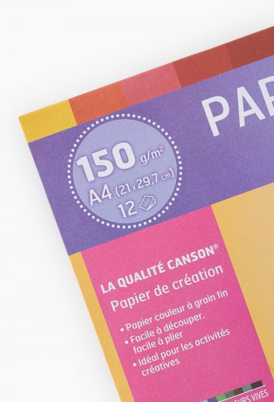 CANSON Pochette 12 feuilles Creation -  - A4 - 150g - Couleurs vives