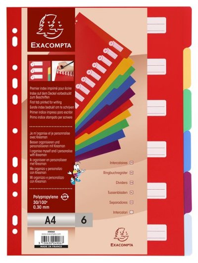 EXACOMPTA Pochette 6 Intercalaires  Pp 30/100