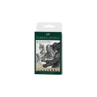 FABER-CASTELL Pochette 8 Feutres Pitt - Noir