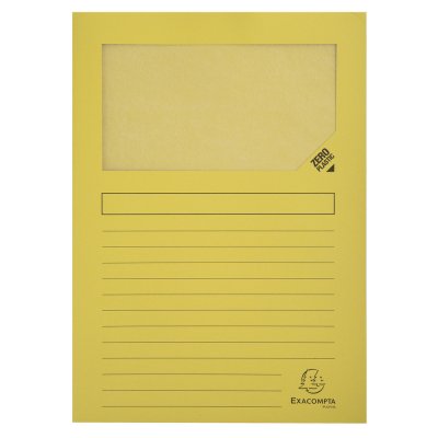 EXACOMPTA Pochette coin en papier avec fen&ecirc;tre Elco jaune intense - boite 100