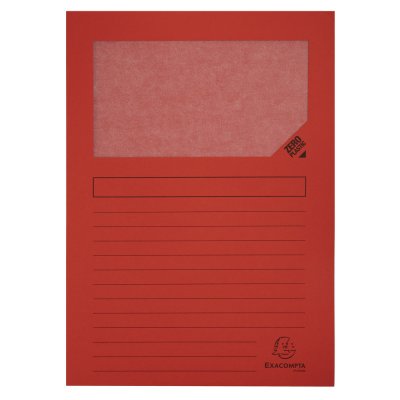 EXACOMPTA Pochette coin en papier avec fen&ecirc;tre Elco rouge intense - boite de 100
