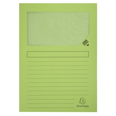 EXACOMPTA Pochette coin en papier avec fen&ecirc;tre Elco vert clair - boite de 100