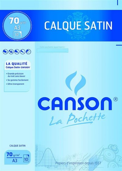 CANSON Pochette de 10 feuilles A3  Calque Satin