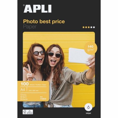 APLI Pochette de 100 feuilles papier photo brillant Best price 140g A4
