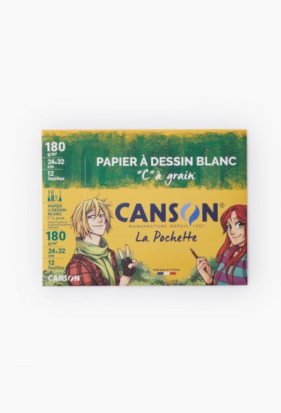 CANSON Pochette de 12 feuilles  ""C"" &agrave; grain&reg; 180 g