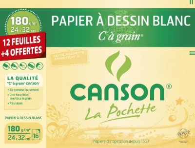 CANSON Pochette de 16 feuilles de papier &agrave; dessin , 24x32 cm