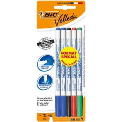 BIC Pochette de 5 feutres  Velleda Format sp&eacute;cial Fine