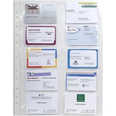 EXACOMPTA Pochette  - Sachet de 100 pochettes perfor&eacute;es A4 pour cartes de visite