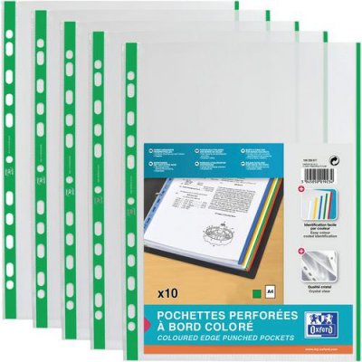 OXFORD Pochette Perf  Sach10 A4 Pp90 Lisse Bord Colore Vert