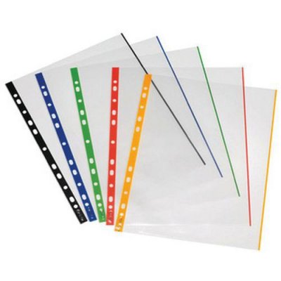 MANUTAN Pochette Perfor&eacute;e A4 Transparent Bord Color&eacute;