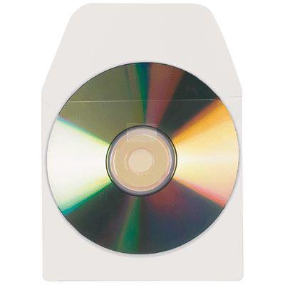 Pochettes adh&eacute;sives pour CD/DVD avec rabat - Blister de 10