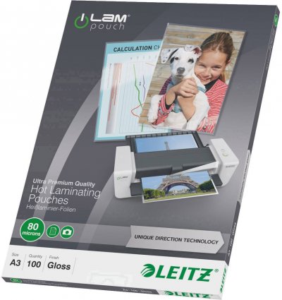 LEITZ Pochettes de plastification  - A3 - 80 microns - pack de 100