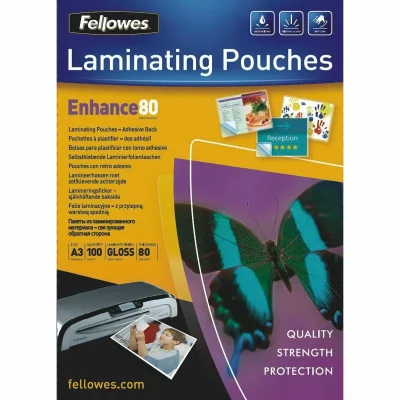 FELLOWES Pochettes  - A3 - 80 microns - dos adh&eacute;sif - bo&icirc;te de 100