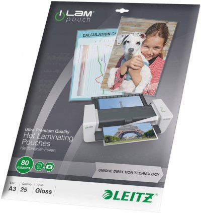 LEITZ Pochettes  - A3 - 80 microns UDT - pack de 25