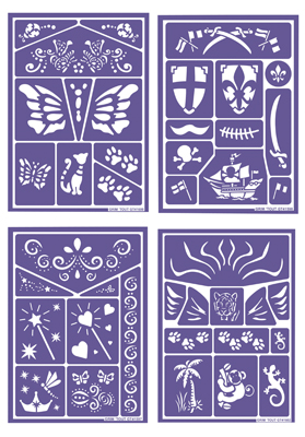 GENERIQUE Pochoirs de maquillage - lot de 4 planches
