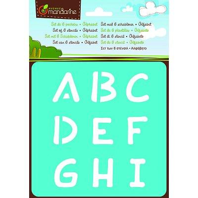 AVENUE MANDARINE Pochoirs - Set de 6 pochoirs : Alphabet