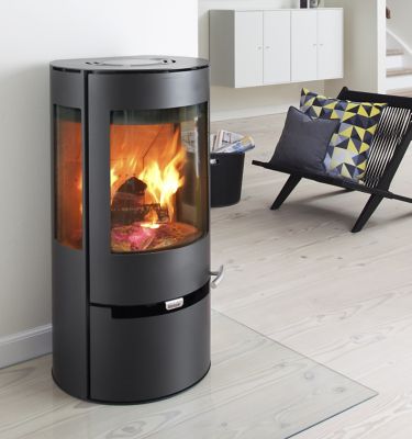 ADURO Po&ecirc;le &agrave; bois en acier  9 avec tiroir 6kW 140m&sup2;
