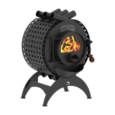 BRUNO Po&ecirc;le &agrave; bois en acier  Mini I noir en acier 6kW 60m&sup2;