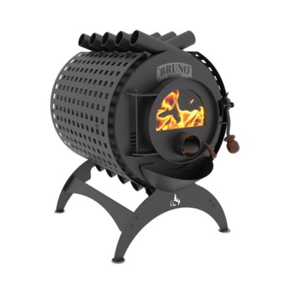 BRUNO Po&ecirc;le &agrave; bois en acier  Mini III noir en acier 12kW 100m&sup2;