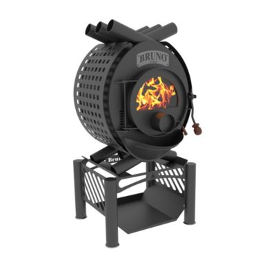 BRUNO Po&ecirc;le &agrave; bois en acier  Pyro I noir en acier 13kW 140m&sup2;