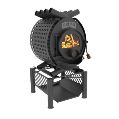 BRUNO Po&ecirc;le &agrave; bois en acier  Pyro II noir en acier 16kW 160m&sup2;