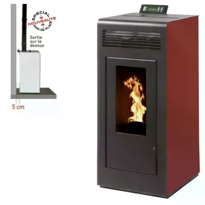 INTERSTOVES Po&ecirc;le &agrave; granules MARINA 13KW Etanche sortie dessus + Conduit 80/125 - Bordeaux