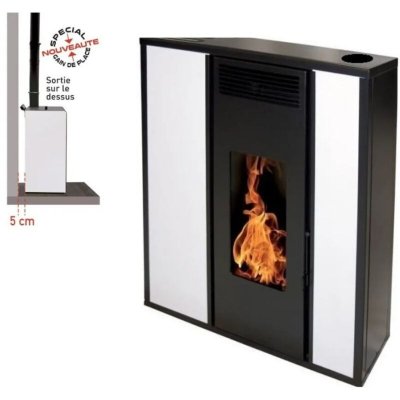 INTERSTOVES Po&ecirc;le &agrave; granules TESSA 10KW Etanche sortie dessus + Conduit 80/125 - Blanc