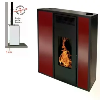 INTERSTOVES Po&ecirc;le &agrave; granules TESSA 10KW Etanche sortie dessus + Conduit 80/125 - Bordeaux