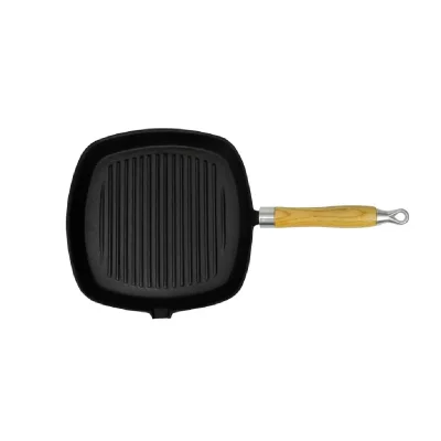VIDAXL Po&ecirc;le de grill Fonte avec poign&eacute;e en bois 20 x 20 cm