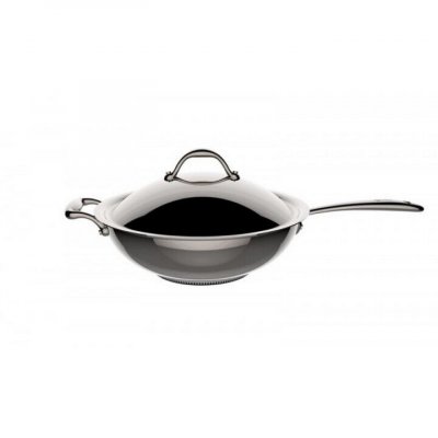 LAGOSTINA Po&ecirc;le wok Accademia Lagofusion inox &Oslash;30 cm + couvercle Gris 