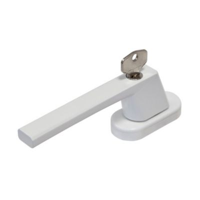 Poign&eacute;e verrou de fen&ecirc;tre avec cl&eacute; FG 110 en acier mat blanc