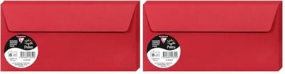 CLAIREFONTAINE POLLEN Lot de 5 Pqts de 20 Enveloppe 120g 110x220 rouge groseille