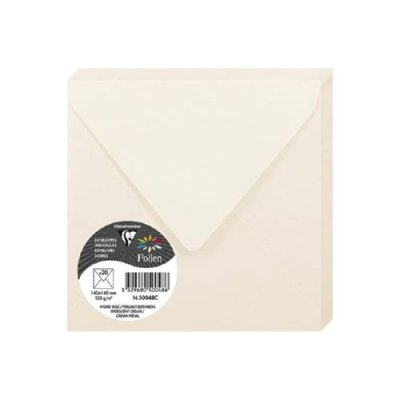 CLAIREFONTAINE POLLEN Lot de 5 Pqts de 20 Enveloppe 120g 140x140 ivoire iris&eacute;