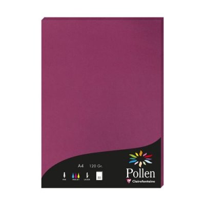 CLAIREFONTAINE Pollen - Papier teint&eacute; - framboise - A4 (210 x 297 mm) - 120 g/m&sup2; - 50 feuille(s)
