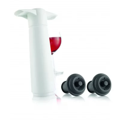 VACUVIN Pompe &agrave; vin blanche et 2 bouchons -  - Blanc - Plastique