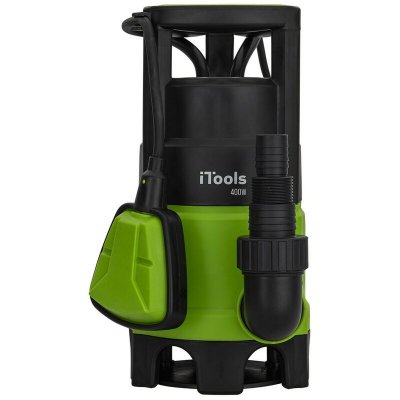 ITOOLS Pompe d'&eacute;vacuation eau charg&eacute;e 400W - profondeur max 7m - hauteur max 5m - 8000L/h - c&acirc;ble 10m