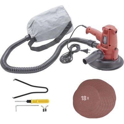 AREBOS Ponceuse murs et plafonds Ponceuse murale &agrave; placopl&acirc;tre 710 W + 18 x patins de pon&ccedil;age