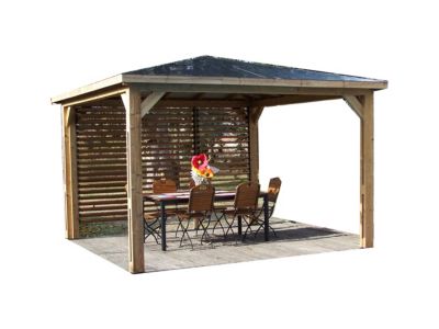 HABRITA Pool house blueterm avec une paroi ventelles - 