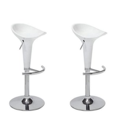 POP Lot de 2 tabourets de bar blancs