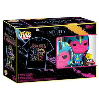 GENERIQUE Pop&tee - Figurine Thanos Blacklight Et T-Shirt L - Marvel